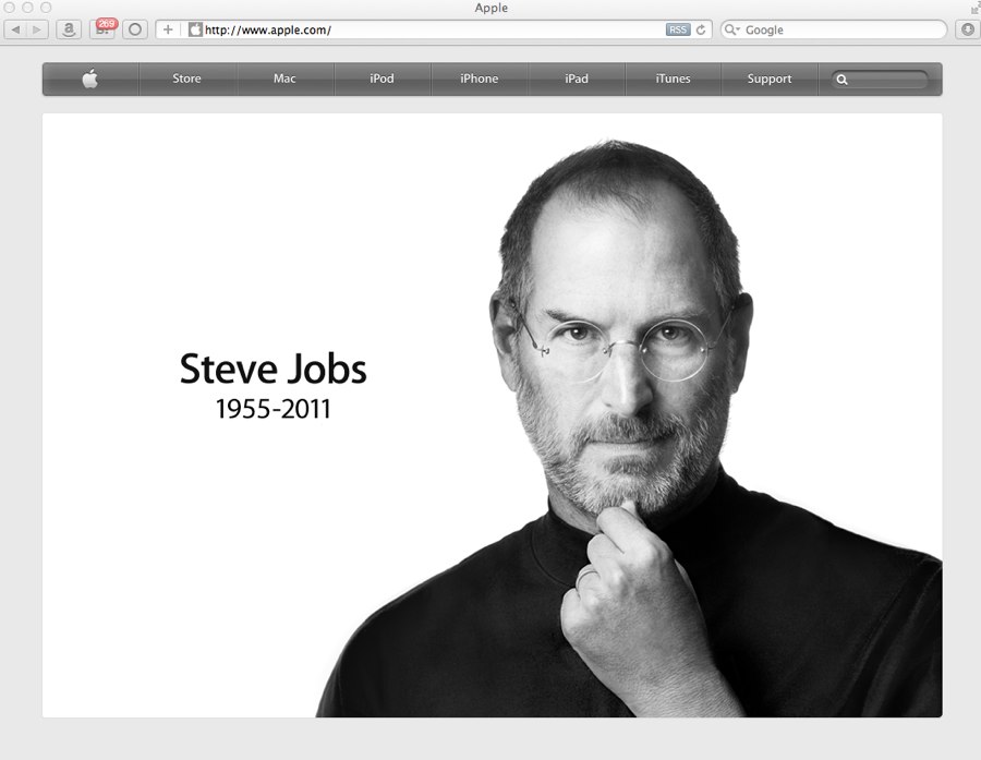 apple.com トップに Steve Jobs